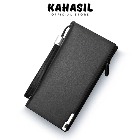 KAHASIL - Dompet Lipat Pria Wanita Panjang Bahan Kulit PU Leather KHDP01